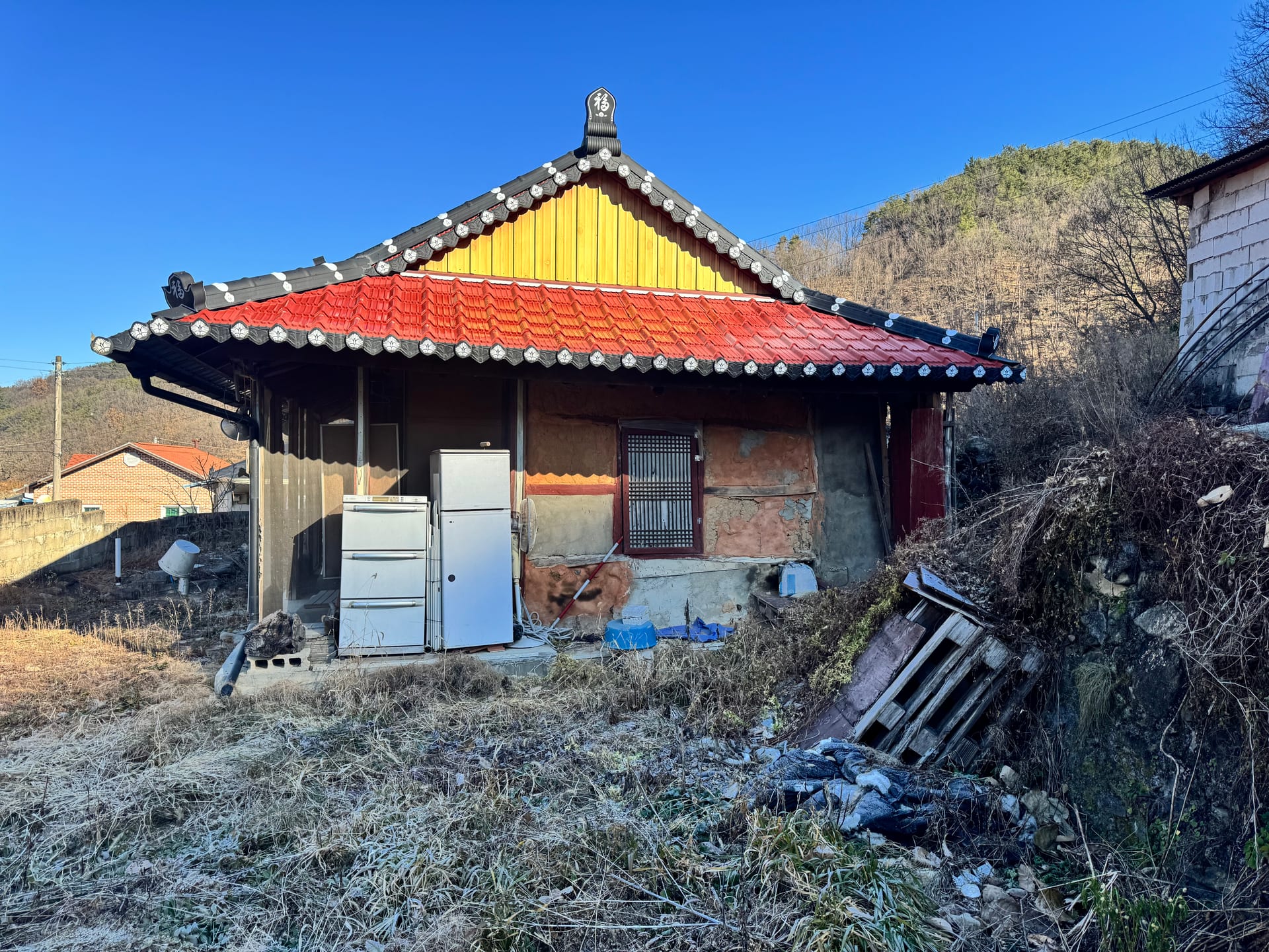 Wooden detached house with a large yard